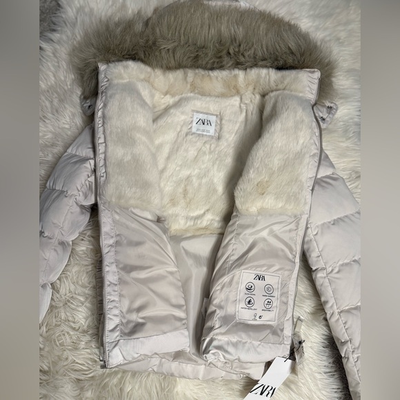 Zara Cream Color Buffer Jacket /duck Down/ Water Repellent/ - Picture 7 of 8
